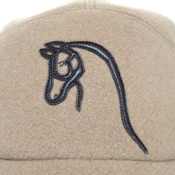 Hermes Serie Button Leather Horse Patch Wool Baseball Cap Hat Size 58 Camel - Picture 4 of 9